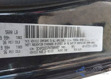 2017 Dodge Journey Gt Awd из США, поврежденный, VIN 3C4PDDEG7HT505497